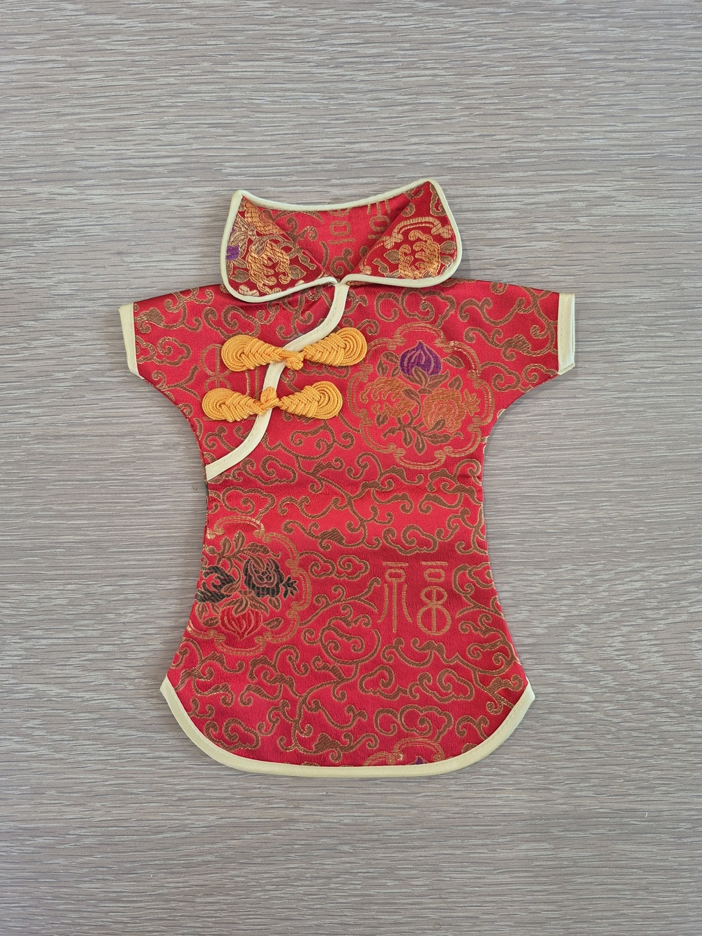 Doll Dress Red Brocade Chinese Style Dress with Gold Trim